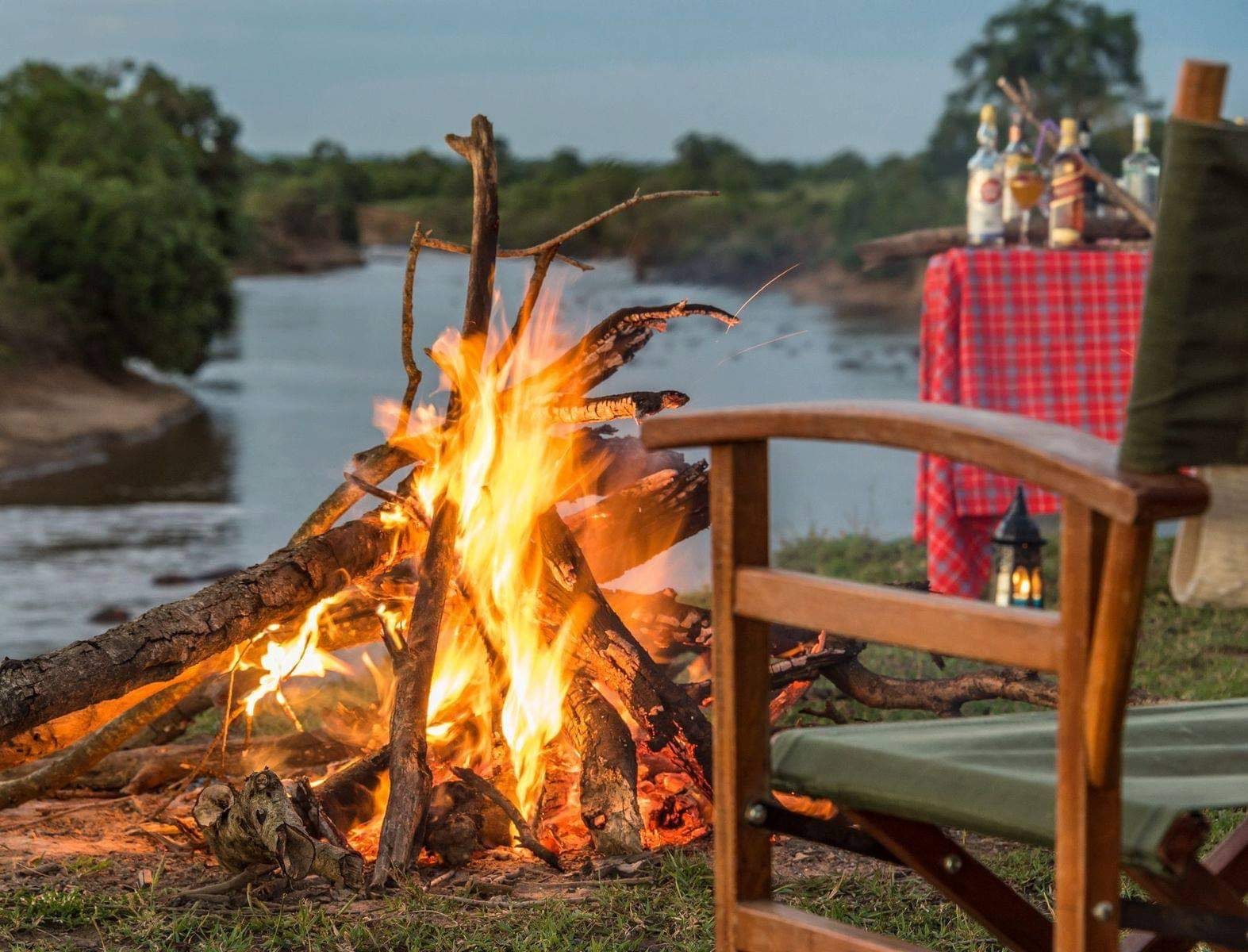Bush dinner at sunset on a Tanzania safari